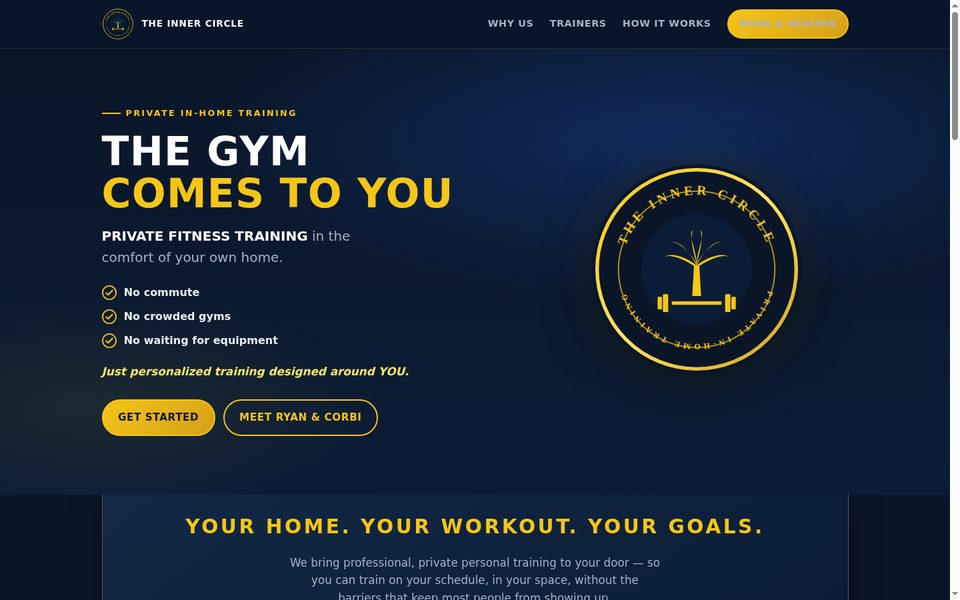 The Inner Circle Fitness homepage