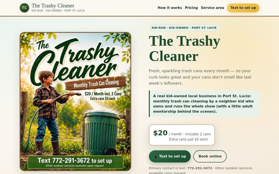 The Trashy Cleaner homepage